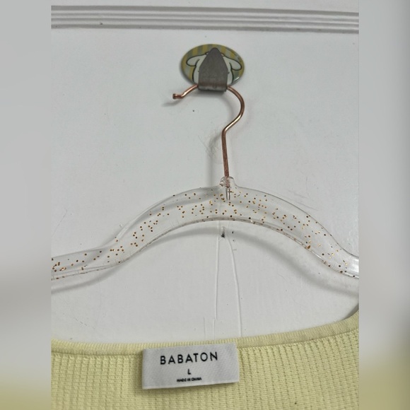 Aritzia Women's Babaton Sculpt Knit Yellow Blouse Size $78 Size L - Picture 4 of 5